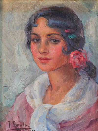 Portret van een vrouw door Joaquín Sorolla